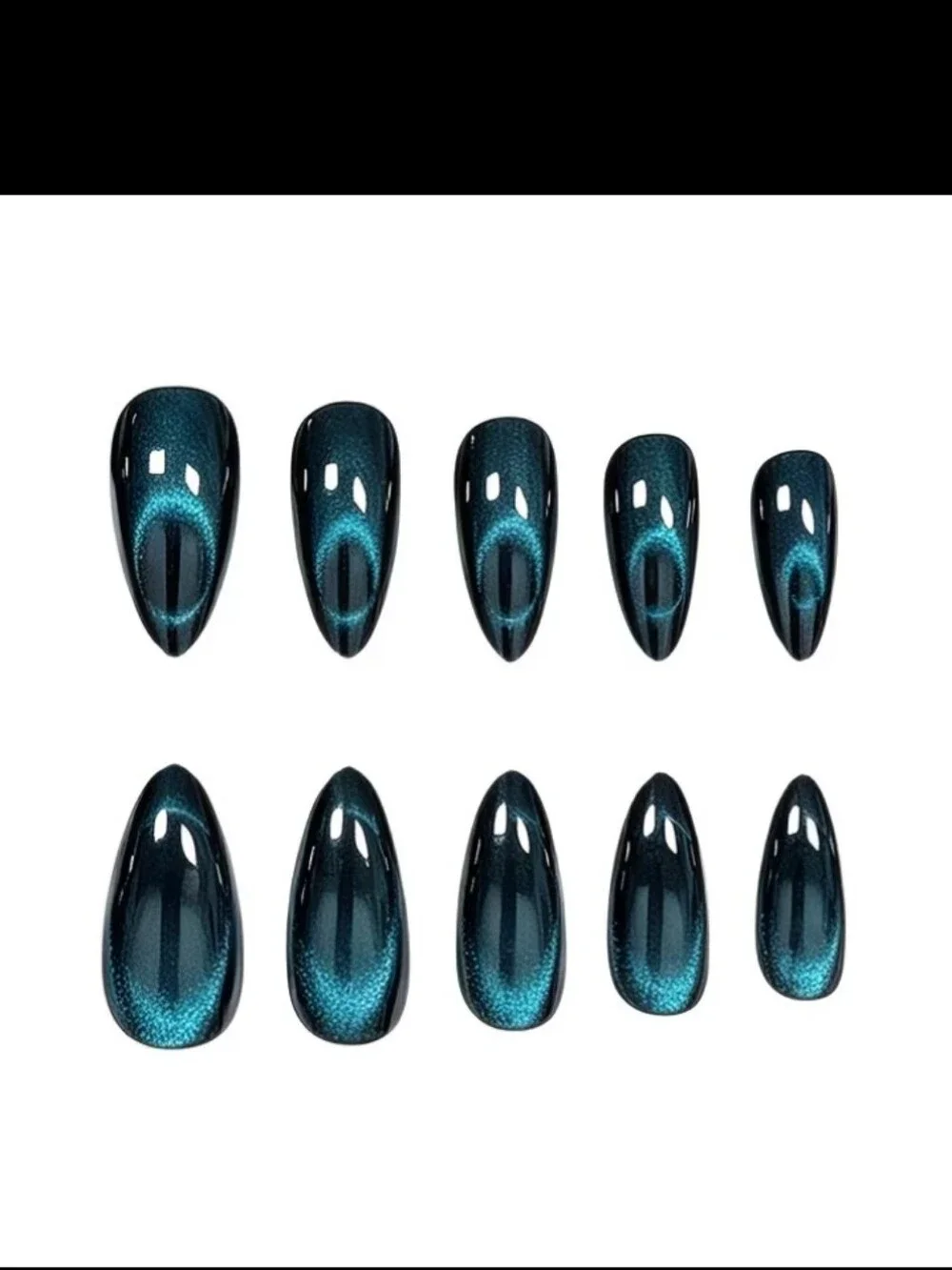 🔥3/$21 Teal Cat Eye Press-On Nails
